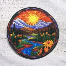 Nature Flowers Patch Embroidered Iron-on Applique Seek Adventure Mountains