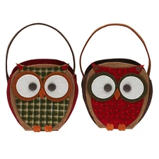 Design Imports DII Owl Embellished Felt Gift Bags Harvest Holiday Party Set of 2