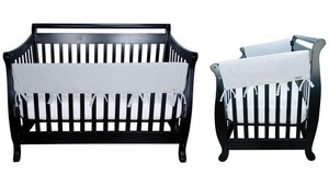 Baby Crib Railing Rail Cover 3 Piece Front Sides Nursery Gray