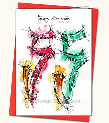 55. Geburtstag, Aquarell, handgemachte Karte, personalisierte Karten, altersspezifisch 