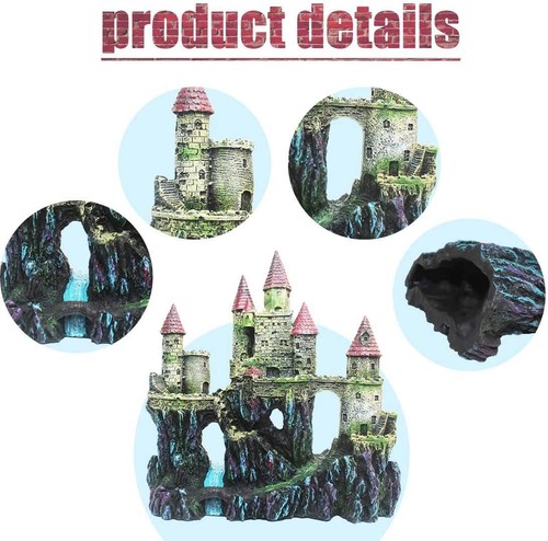 Aquarium Resin Castle Decoration Fish Tank Driftwood Castle Cave Hideouts Decor - Picture 6 of 12
