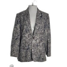LizWear Wool Blend Vintage 2 Button Up Collared Blazer Sz 6 Blue Gray