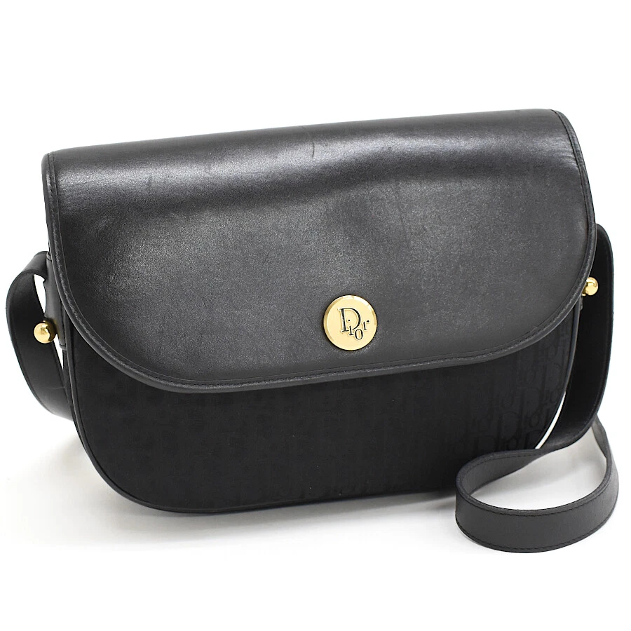 Authentique sac bandoulière trotteur Dior vintage noir jacquard T00J