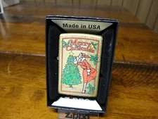 WINDY MERRY CHRISTMAS TREE HOLLY STREET BRASS ZIPPO LIGHTER MINT IN BOX 2023
