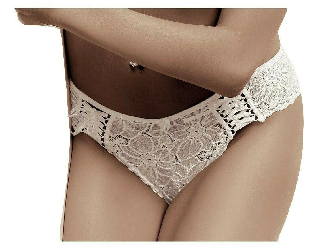 Roza DAMARIS Culotte tanga sexy femme blanche dentelle tailles L
