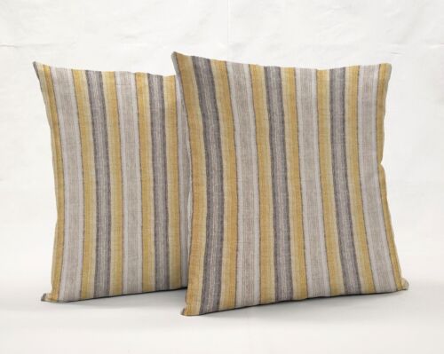 Federa/Copricuscino a righe giallo grigio beige (molte misure) - Foto 2 di 5