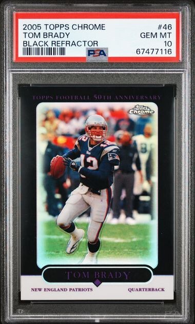 2005 TOPPS CHROME #46 TOM BRADY BLACK REFRACTOR   /100  PSA 10 POP 3 RARE