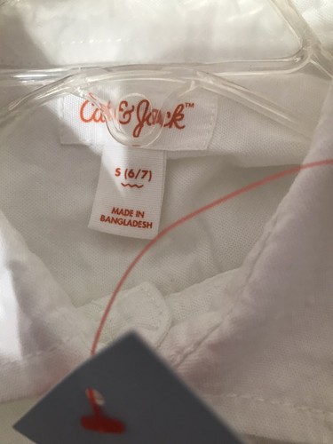 CAT & JACK Boys White Cotton Oxford Short Sleeve Button Down Shirt NWT S (6/7) - Picture 2 of 4