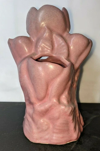 Vintage MCM Mid Century Arkansas Niloak Pottery Tulip Flower Rose Red Pink Vase