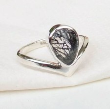 Black Rutile Quartz Ring,Exclusive Ring,925 Sterling Silver,All Sizes 3 to 14