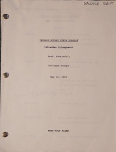 Teenage Mutant Ninja Turtles 1993 Original Dialogue Script Jennifer Darling Irma