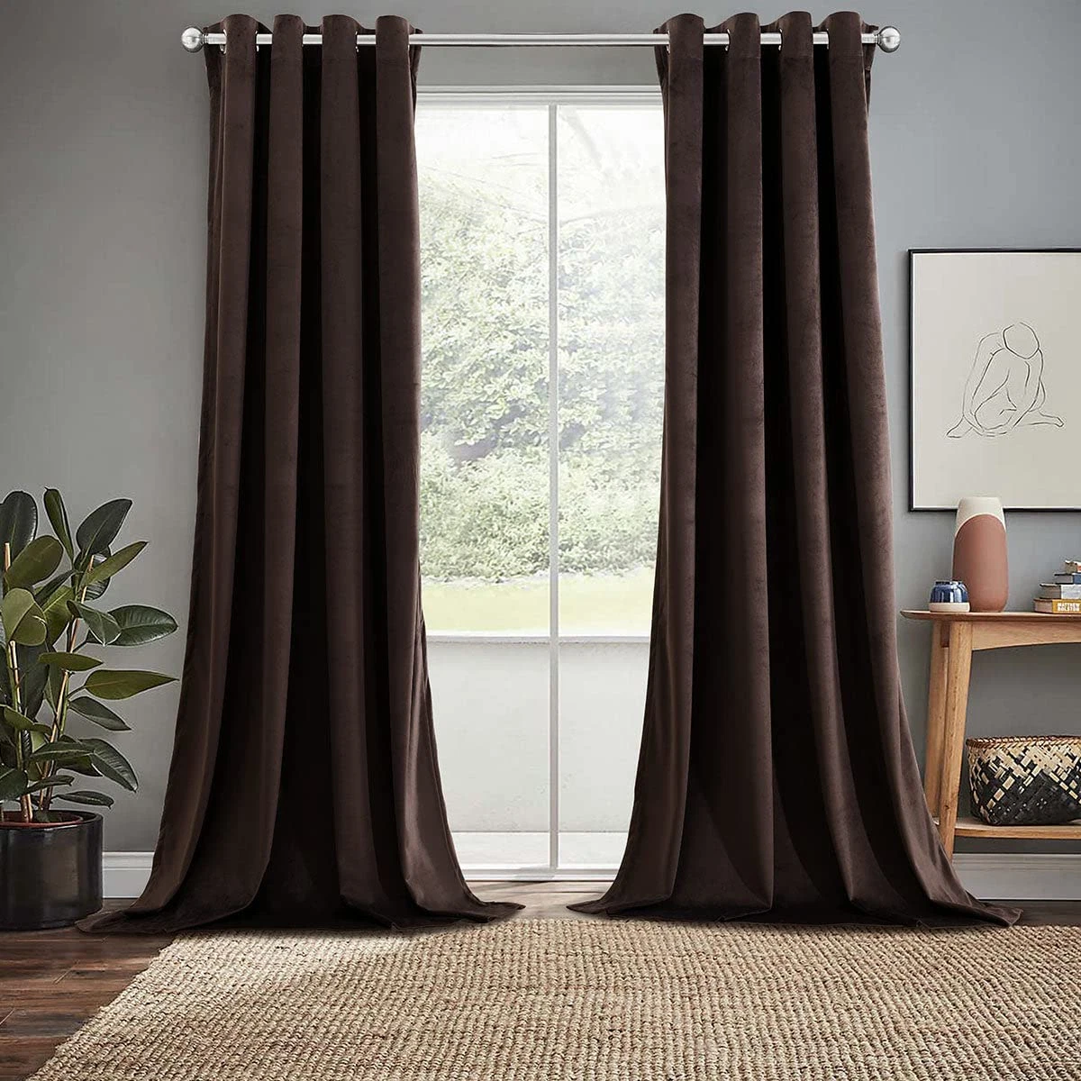 Pepper Home  Beige Palm Curtain