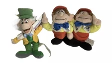 Disney Alice In Wonderland Mini Bean Bag Dolls Mad Hatter & Tweedle Dee / Dum