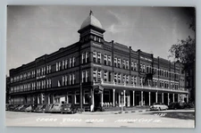 Mason City Iowa IA Cerro Gordo Hotel Old Cars Real Photo Postcard RPPC 1930-50