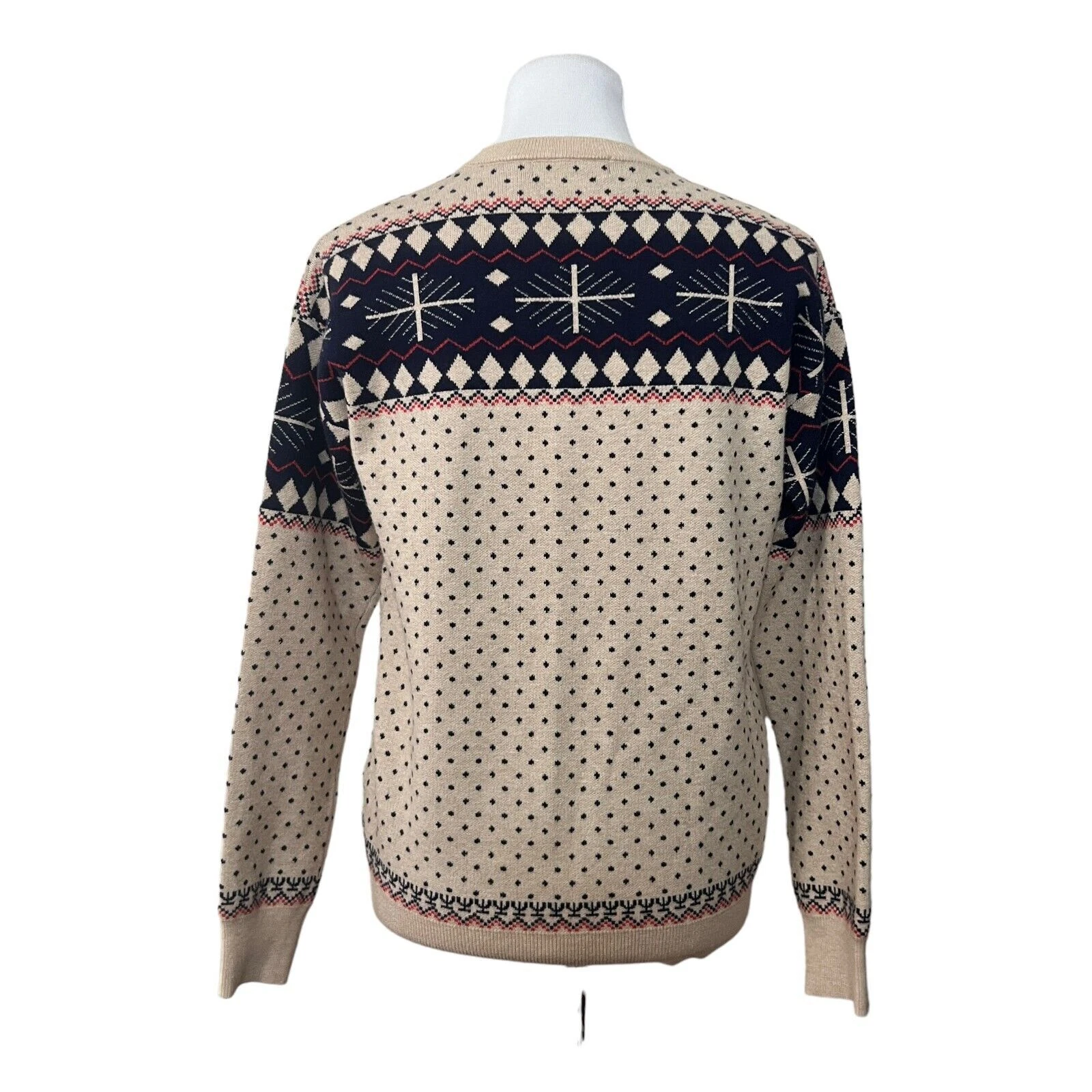 Abollria Ugly Christmas Sweater size M Reindeer Snowflakes Pullover Soft Nordic