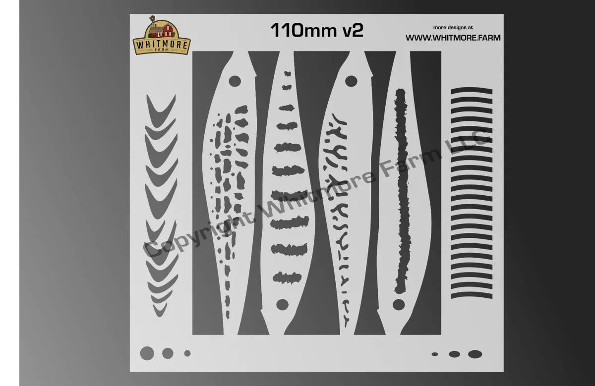 Jerkbait v2 Fishing Lure Airbrush Stencil – 110mm - Mylar Reusable