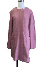 Max Studio Mauve Pink Duster Coat Zip Front Small Wool Pockets