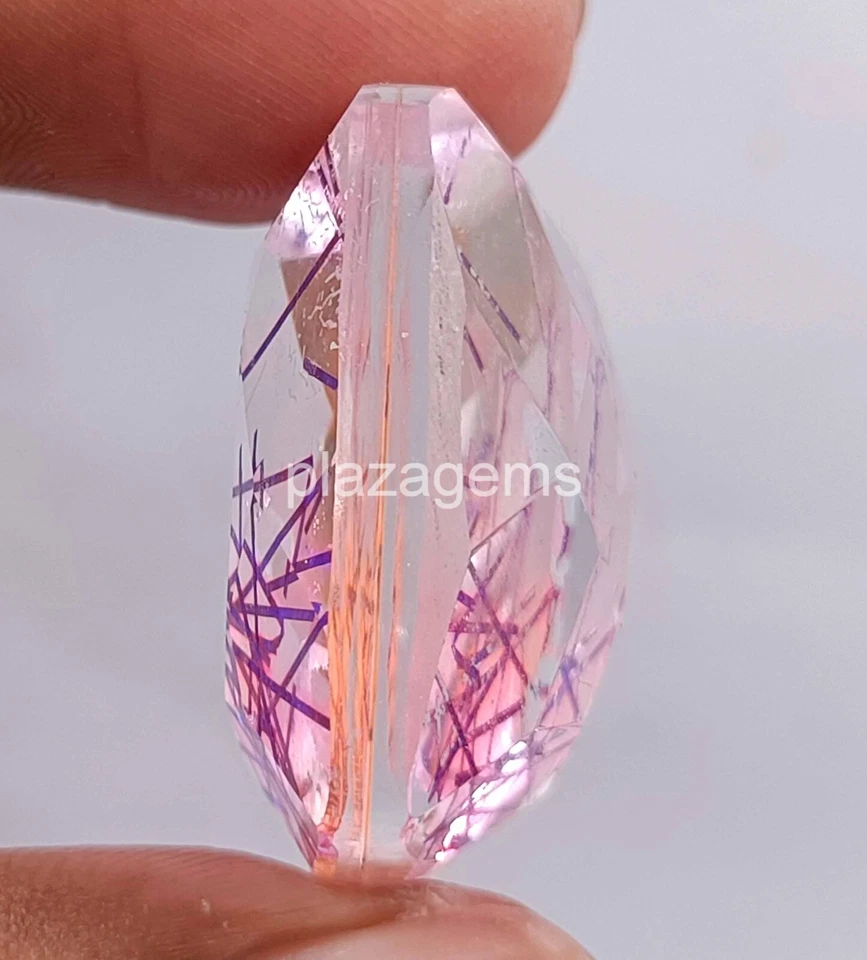 Purple Rutilated Quartz 70 Ct Certified Cushion Cut Loose Gemstone 22x21mm 4SUT - Image 4 of 4