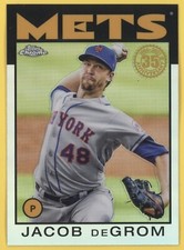 2021 Topps Chrome Baseball Jacob DeGrom 1986 Throwback Refractor Insert