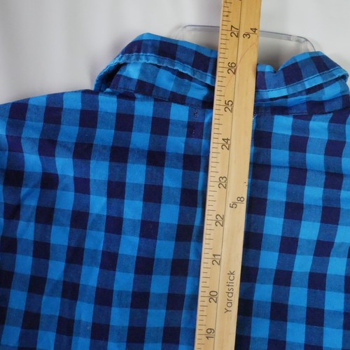 Old Navy Boys L (10-12) Blue Checked Shirt Long Sleeves Button Up - Picture 11 of 13