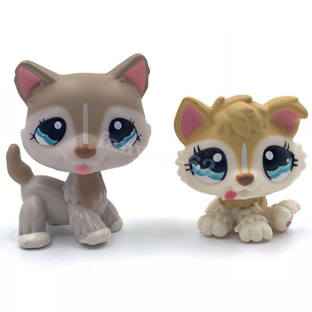 2PCS Pet Shop dogs LPS toys Husky 1012 BABY Husky 1013 cute Puppy Dog