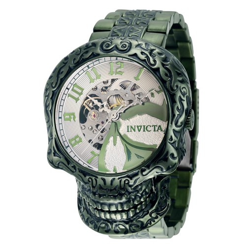 Super Rare Dark Green Invicta Skull Artist Automatic Men's Watch 50.5mm Skeleton - Picture 12 of 12