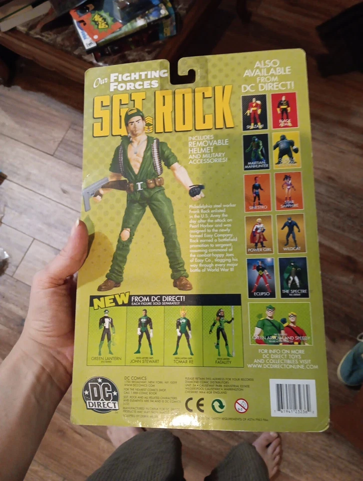 Figura de acción DC Direct Our Fighting Forces Sgt Rock 2002 6,5" casco de pistola RARO Foto 3 de 4