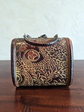 Vintage Ornate Carved Wooden Boho Purse