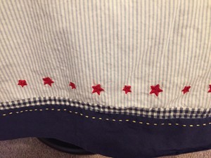 Pottery Barn Kids Organic Lawson Crib Skirt Navy Blue Red Stars