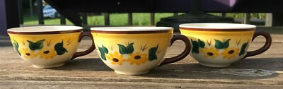* Vernon Kilns  Cups Coffee Lot of 3 Mug Pottery Vintage Brown Eyed Susan