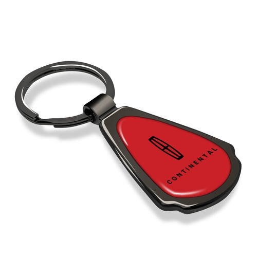 Lincoln Continental Red Dome Dark Gunmetal Metal Teardrop Key Chain - Picture 2 of 6