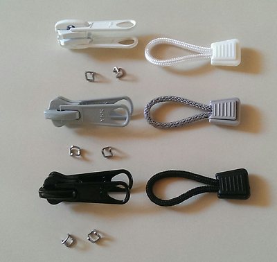 YKK #8 VISLON SINGLE or DOUBLE sliders BLACK, WHITE, GRAY  Molded Chain Zipper