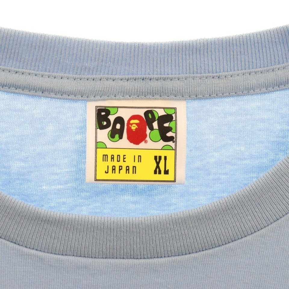 A BATHING APE TShirt Baby Milo Print XL Short Sleeve Cut and Sew Blue