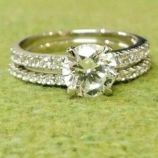 Real 14k White Gold Bridal Set 2ct Round Cut Lab Created Diamond Engagement Ring