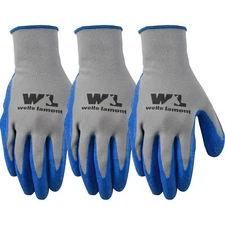 3 Pair Wells Lamont Men's General Purpose Latex Grip Work Gloves, Large, Grey