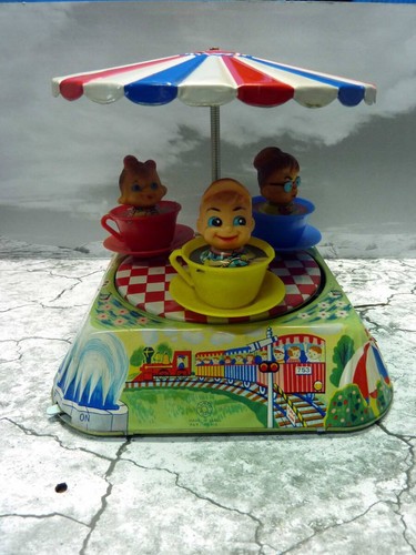 Kanto Toys Tin Toy FUN LAND CUP Ride Coffee Cup W/BOX F/S FEDEX - Picture 2 of 10