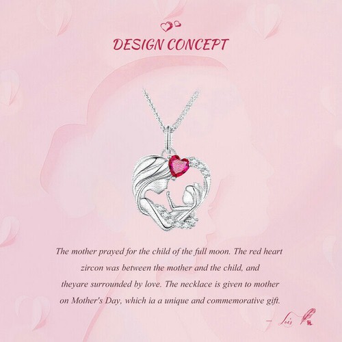 S925 Sterling Silber Herz Halskette Mutter Und Kind Herz-anhänger Damen Halskett - Bild 13 von 16