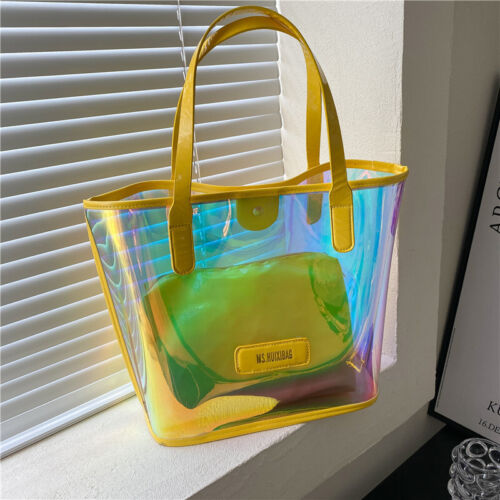 Womens Handbag Transparent Beach Shoulder Bag Clear Jelly Purse Clutch Pvc Tot - Picture 12 of 16