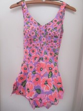 VINTAGE 60s MOD Groovy Bright POP Flower Power Hippie Brady Bunch Swimsuit
