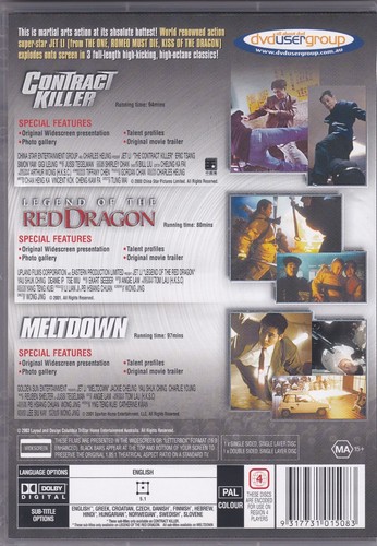 Jet Li - Contract Killer/Legend Of The Red Dragon/Meltdown - DVD (Region 4 PAL) - Picture 2 of 2