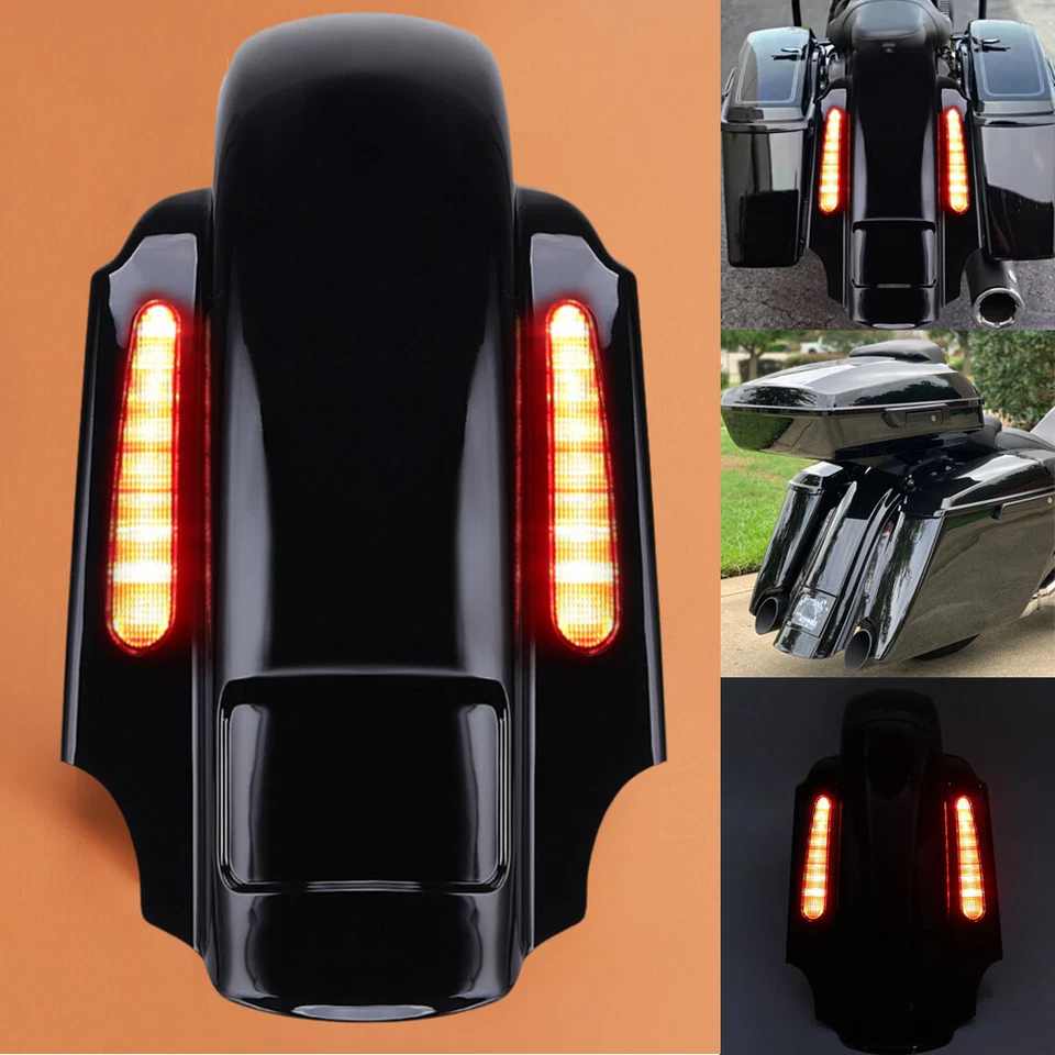 For Harley Road King Electra Glide 93-08 CVO Rear Extended Fender With LED Light - Image 2 of 4