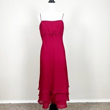 David  s Bridal Bridesmaid Dress Formal Cocktail MIDI Guest Red A Line Size 10