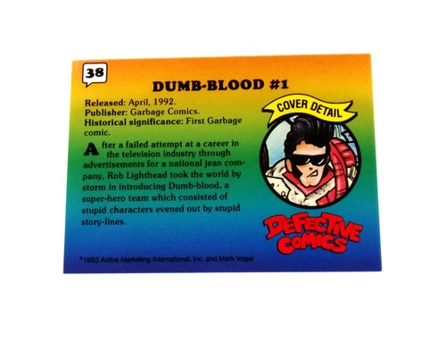 1993 Defective Comics Card # 38 Dumb-Blood #1 - Picture 2 of 2