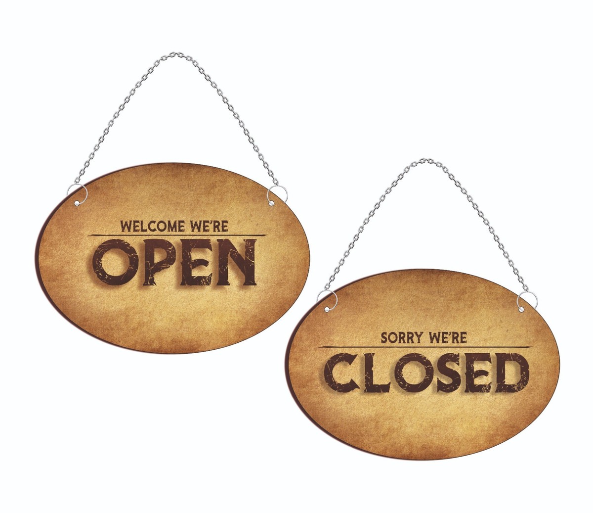 Open Closed Sign Board For Shop Front Door Hanging Wooden Vintage