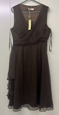 Teatro Brown Dress Lined Floaty Size UK 14 Euro 40 Unworn Tags
