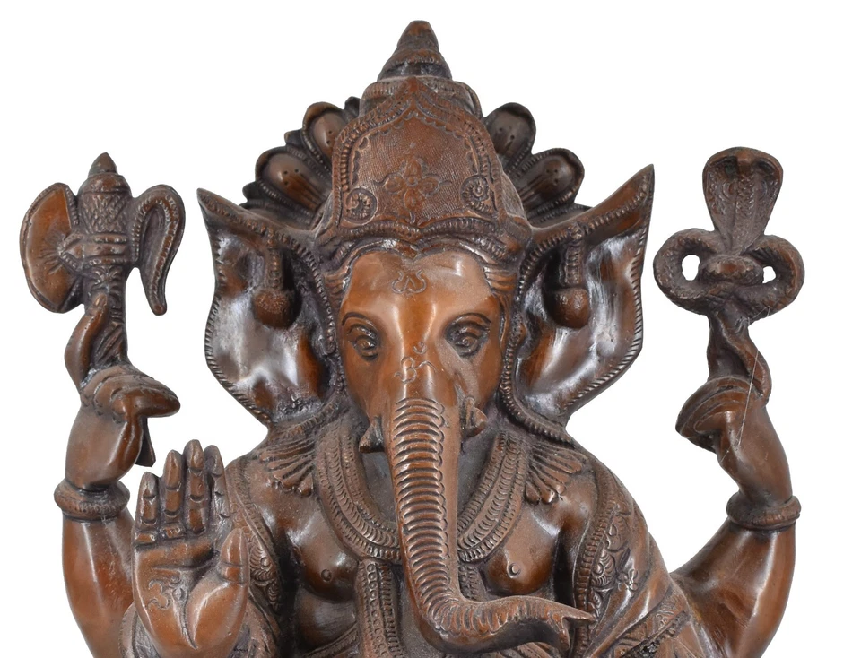 Estatua grande de latón Ganesha Whitewhale Ganesh Idol-Dios de éxito hindú decoración del hogar Foto 2 de 4