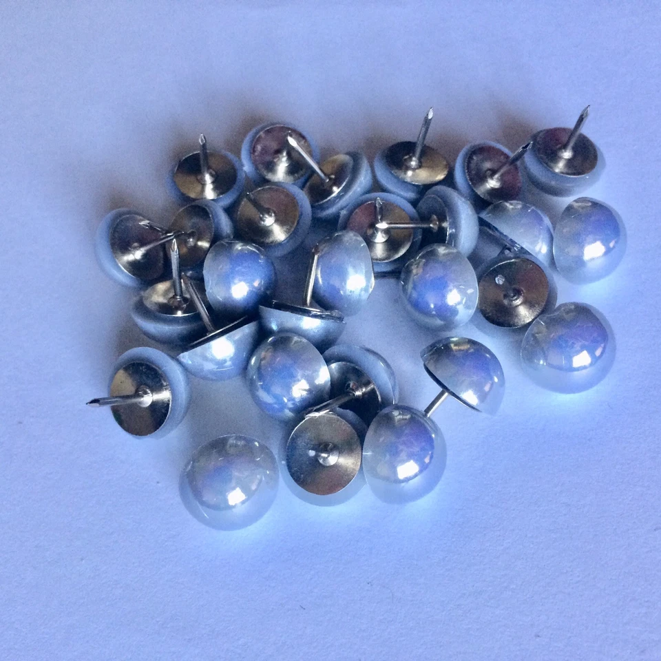 60 Pearlized Thumb Tacks Push Pin Office School Home Cork Board 12mm Gray/Silver - Image 4 of 4
