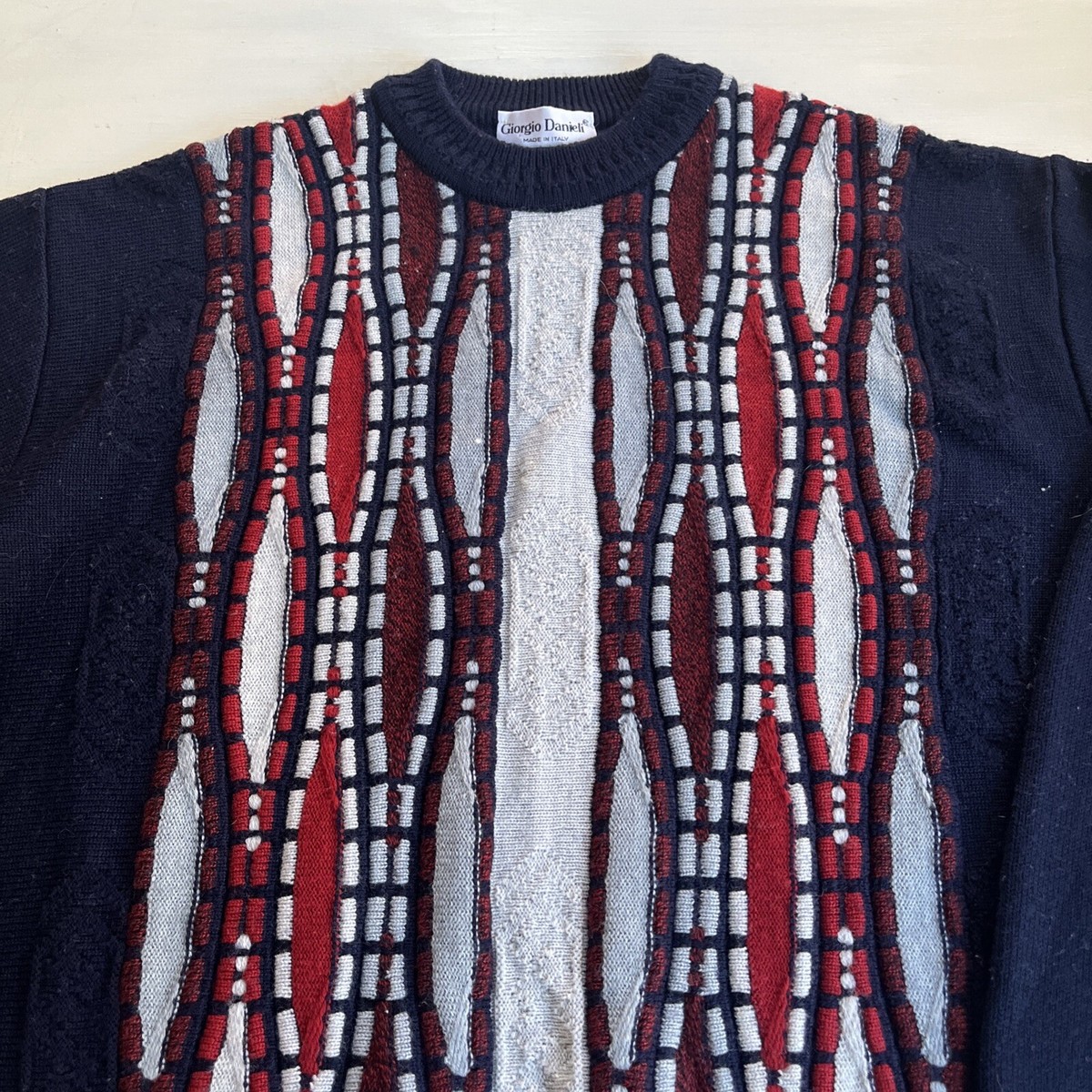 Giorgio Danieli Red/Blue Sweater Mens Size Small Made in Italy | eBay