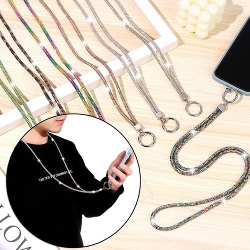 Hanging Cord Rhinestone Phone Lanyard Crystal Anti-lost Rope Chain Straps