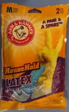 2 packages (4 pairs) Arm & Hammer HouseHold  Latex Cleaning Gloves Medium AH1281